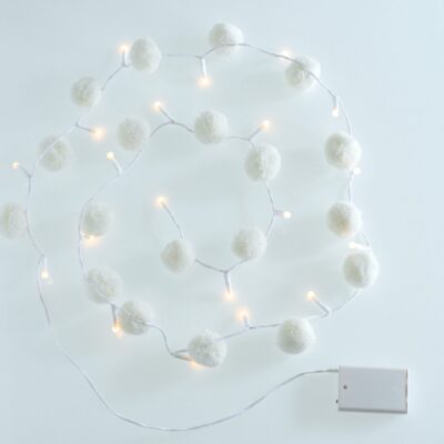 White Pom Pom Fairy Light Chain - Image 6