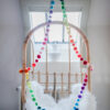 Rainbow pom pom garland