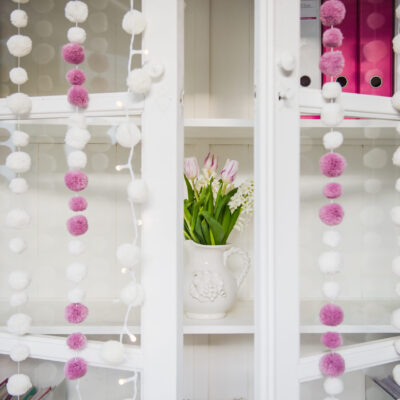 Dusty Pink & White Pom Pom Garland 1