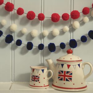 red white and blue pom pom garland