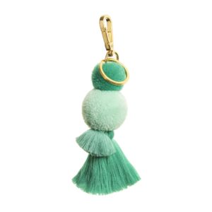 Mint Pom and Tassel Key Ring and Bag Charm