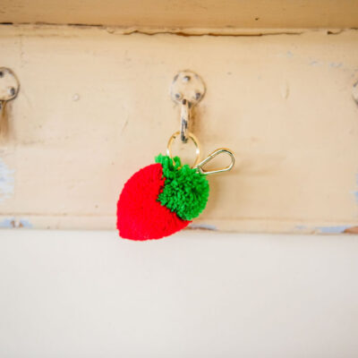 Strawberry Pom Pom Keyring 2