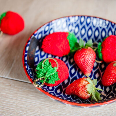 Strawberry Pom Pom Keyring 3