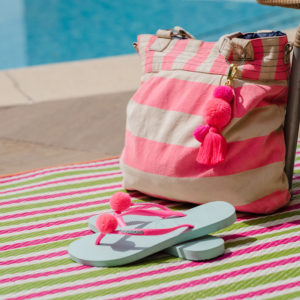 Pom pom and tassel Flamingo keyring by PomPom Galore
