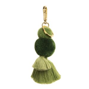 Pom Tassel Key Ring Moss Greens