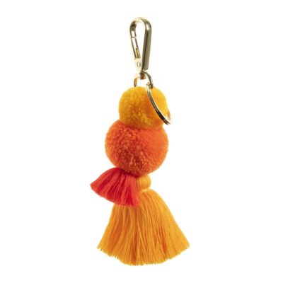 Pom tassel key ring in Sunshine pom poms and tassel yellows and oranges