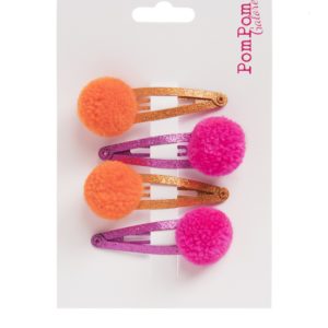 Pom Pom Hair Slides - Matt Glitter 3