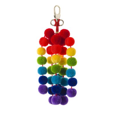 Rainbow pom pom bag charm