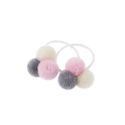 Trio mini pom pom pastel hair bobble