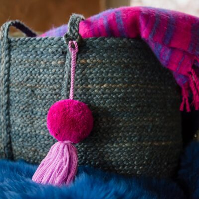 Jumbo Pom Pom and Tassel Swags 38 Jumbo Pom POm and Tassel Bag Swag Magenta Pom and Lilac Tassel