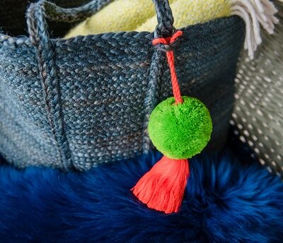 Jumbo Pom Pom and Tassel Swags 29 Jumbo Pom Pom and Tassel Bag Swag Green and Orange