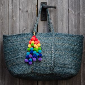 Rainbow Pom Pom Bag Charm