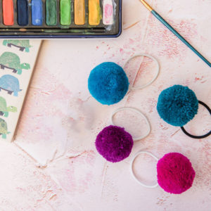 Pom Pom Hair Tie Sets 9 Regal Set of 4 Pom Pom 4cm wool yarn hair bobbles PomPom GaLore