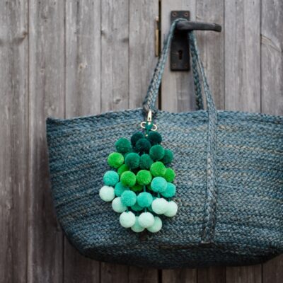 Large Ombre Pom Pom Bag Charm 7 Large Ombre Pom Pom Bag Charm 2