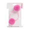 Pink double hair bobble Small Pom Pom Hair Bobbles- Double
