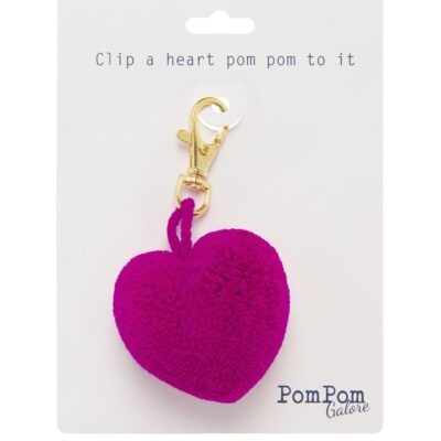Heart Pom Pom Clip Magenta