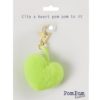 Heart Pom Pom Clip Neon Lime