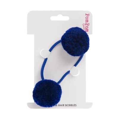 Indigo Pom Pom hair bobble small double on single elastic