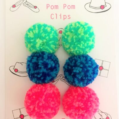 Pom pom clips set of 6 speckle pom poms
