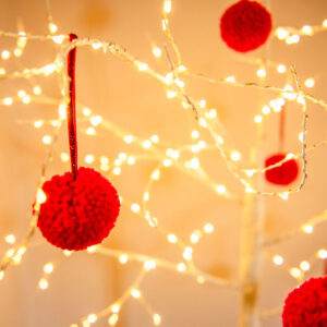 Red Pom Pom Tree Baubles 8 Red Pom Pom Tree Baubles 4