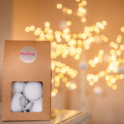 White Pom Pom Tree Baubles