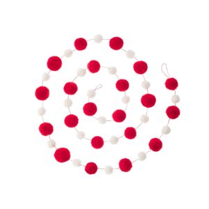 Red and White Pom Pom Garland