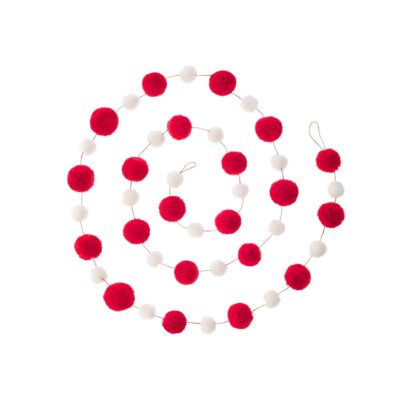 Red and White Pom Pom Garland