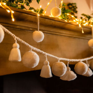 Jumbo White Pom & Tassel Garland 8 Jumbo White Pom & Tassel Garland 2
