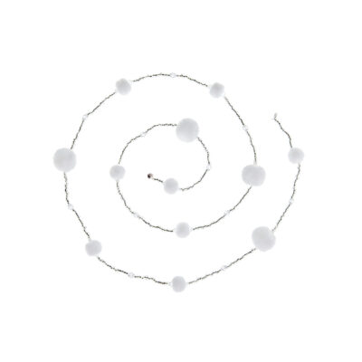 White Bead and Pom pom hanging with bell on end