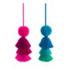Pom pom and trio tassel pink or blues swags large pom poms
