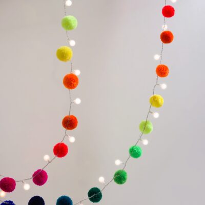 Rainbow Pom Pom Fairy Light Chain by PomPom Galore