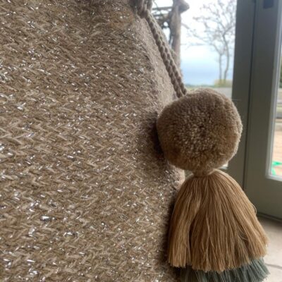 Pom Pom and Trio Tassel Swags Denim and Natural, Large 7 Pom Pom and Trio Tassel Swags Denim and Natural, Large 3