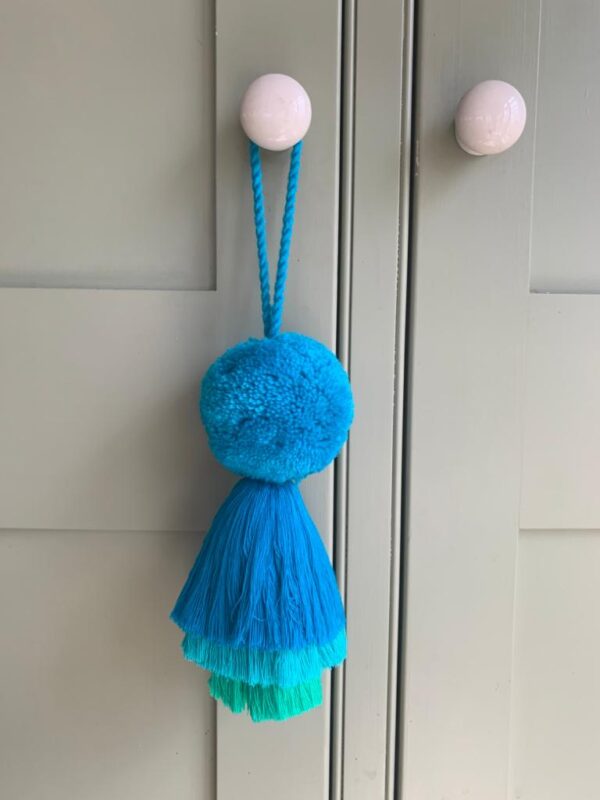 Pom Pom and Trio Tassel Swags Pinks or Blues, Large 5