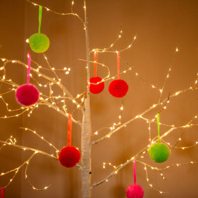 Neon Pom Pom Tree Baubles