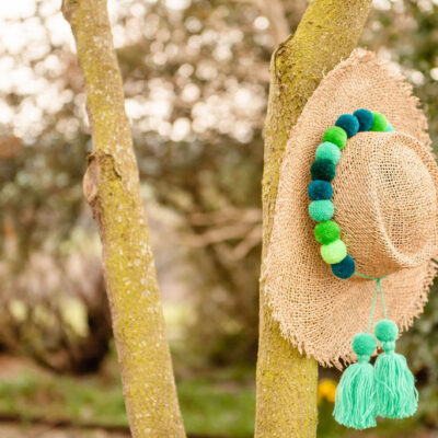 Pom Pom Hat Band Green 12 Pom Pom Hat Band Green 6