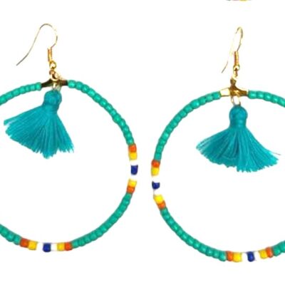 Beaded Hoop Tassel Earrings 6