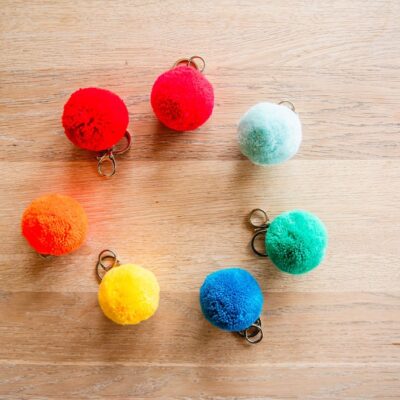 Round Pom Pom Key Rings 6cm 2