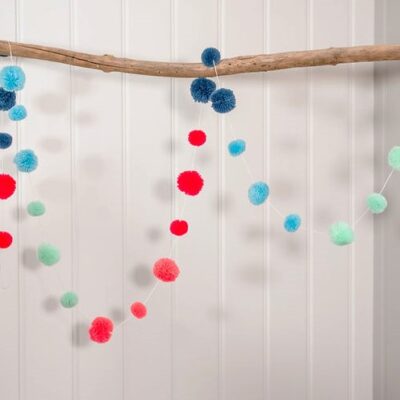 Sherberty pastel coloured pom pom garland