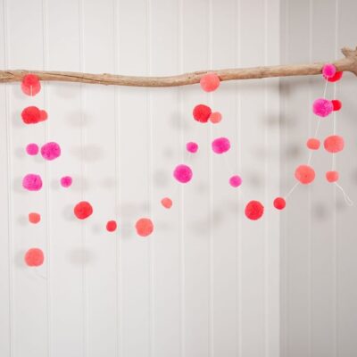 Flamingo Pink Pom Pom Garland