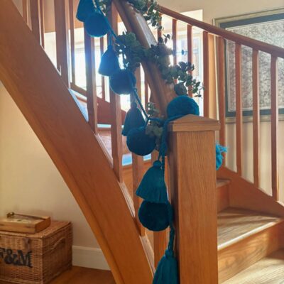 Jumbo pom pom and tassel garland jade green 12 Jumbo pom pom and tassel garland jade green